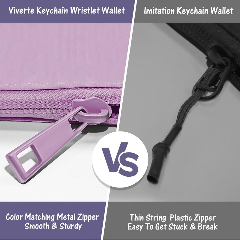Viverte Mini Zip Around Keychain Wristlet Wallets Small Portable Dual Pounch Wristlet Detachable Coin Purse Pocket Gifts for Women Travel Sports Outdoors (Lavender+Purple) - Image 5